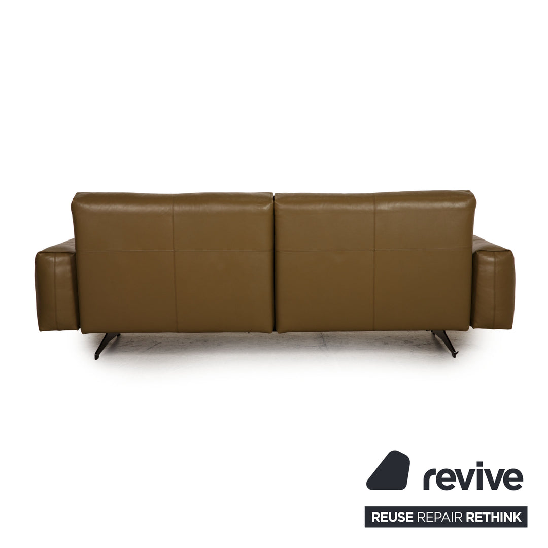 Rolf Benz 50 leather sofa olive green four-seater couch