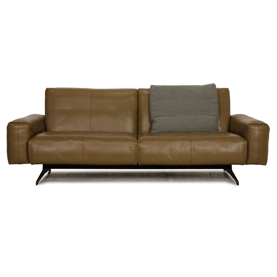 Rolf Benz 50 leather sofa olive green four-seater couch