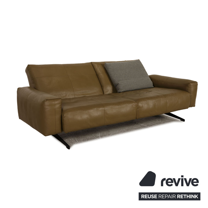 Rolf Benz 50 leather sofa olive green four-seater couch