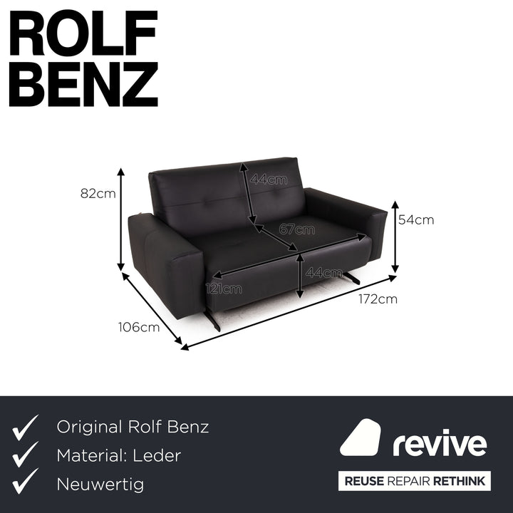 Rolf Benz 50 Leder Sofa Schwarz Zweisitzer Couch