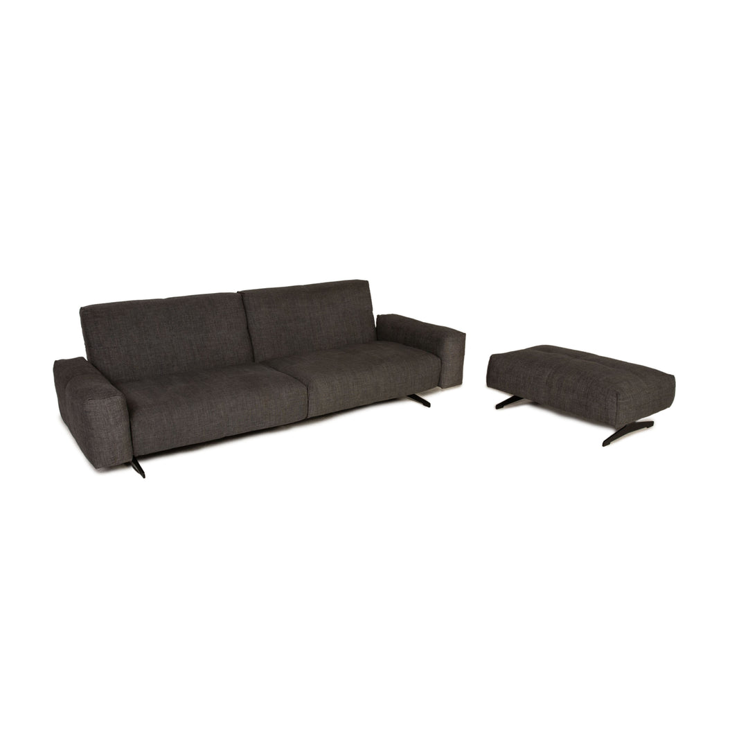 Ensemble de canapés en tissu Rolf Benz 50 gris 1x quatre places 1x tabouret fonction relaxation