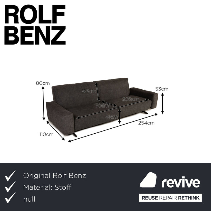 Ensemble de canapés en tissu Rolf Benz 50 gris 1x quatre places 1x tabouret fonction relaxation