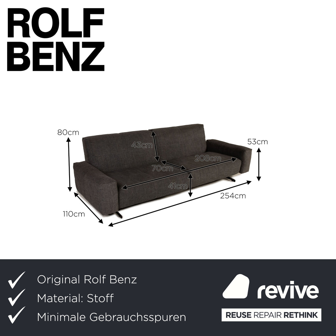 Rolf Benz 50 Stoff Sofa Grau Viersitzer Couch Relaxfunktion