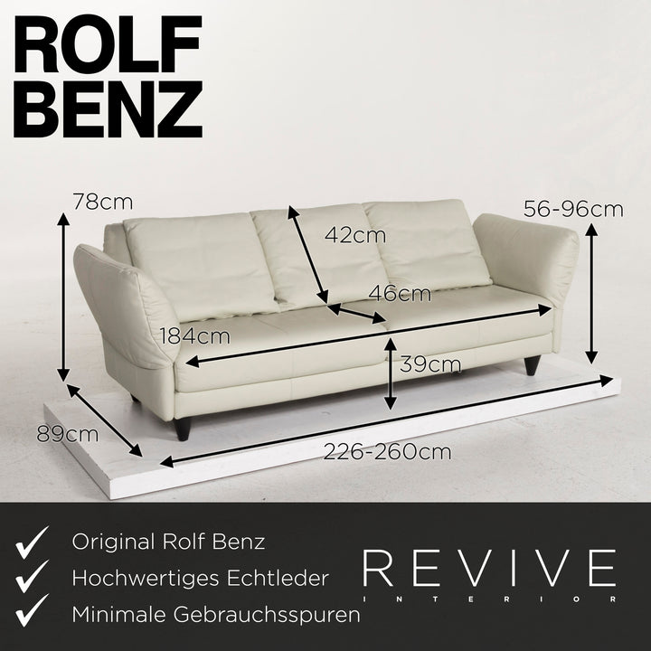Rolf Benz 510 Leder Sofa Grau Dreisitzer Funktion Couch #12498