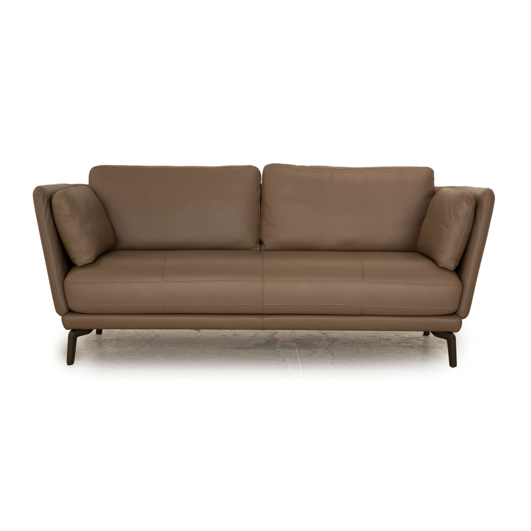 Rolf Benz 525 Rondo Leather Two Seater Gray Beige Sofa Couch