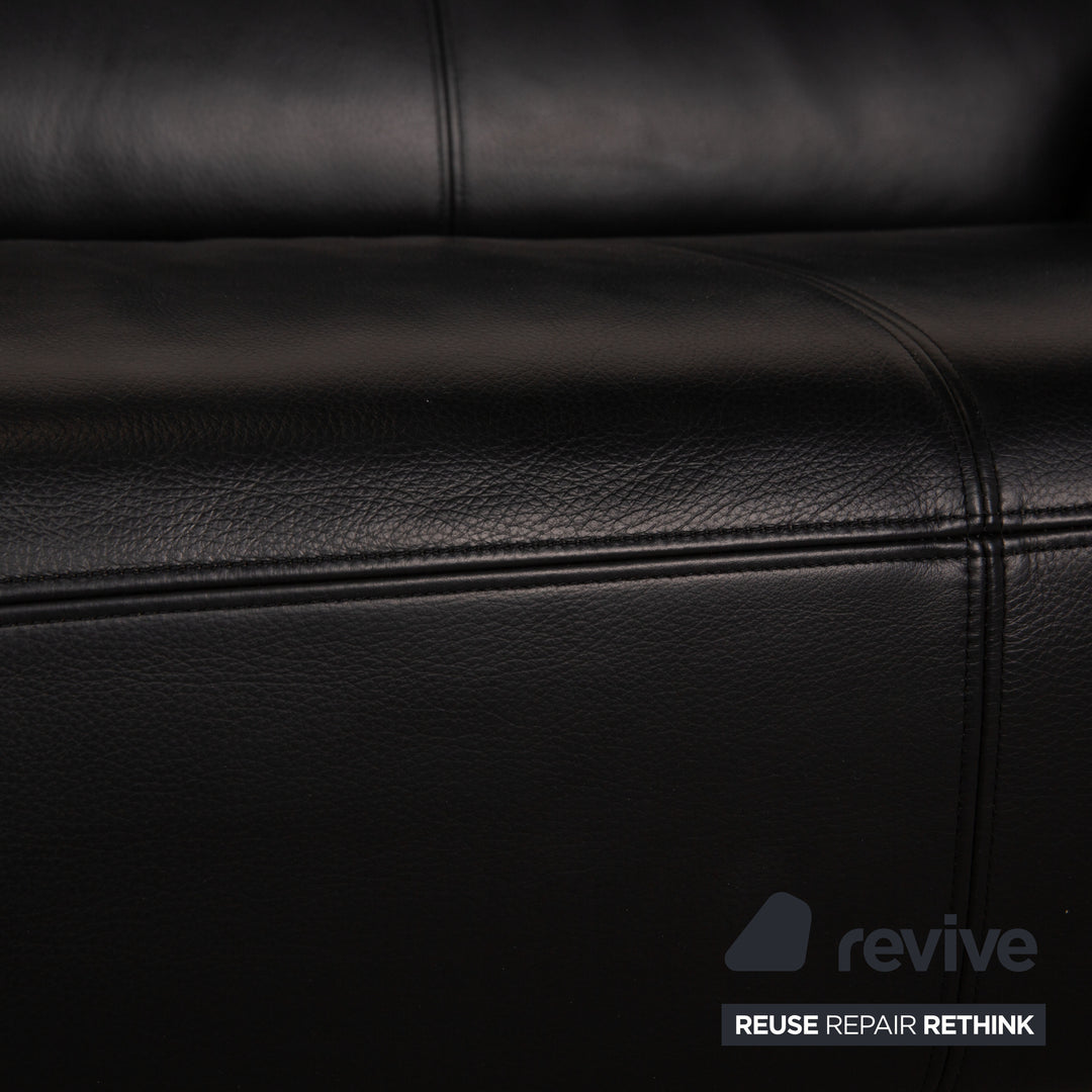 Rolf Benz 545 leather two-seater black sofa couch