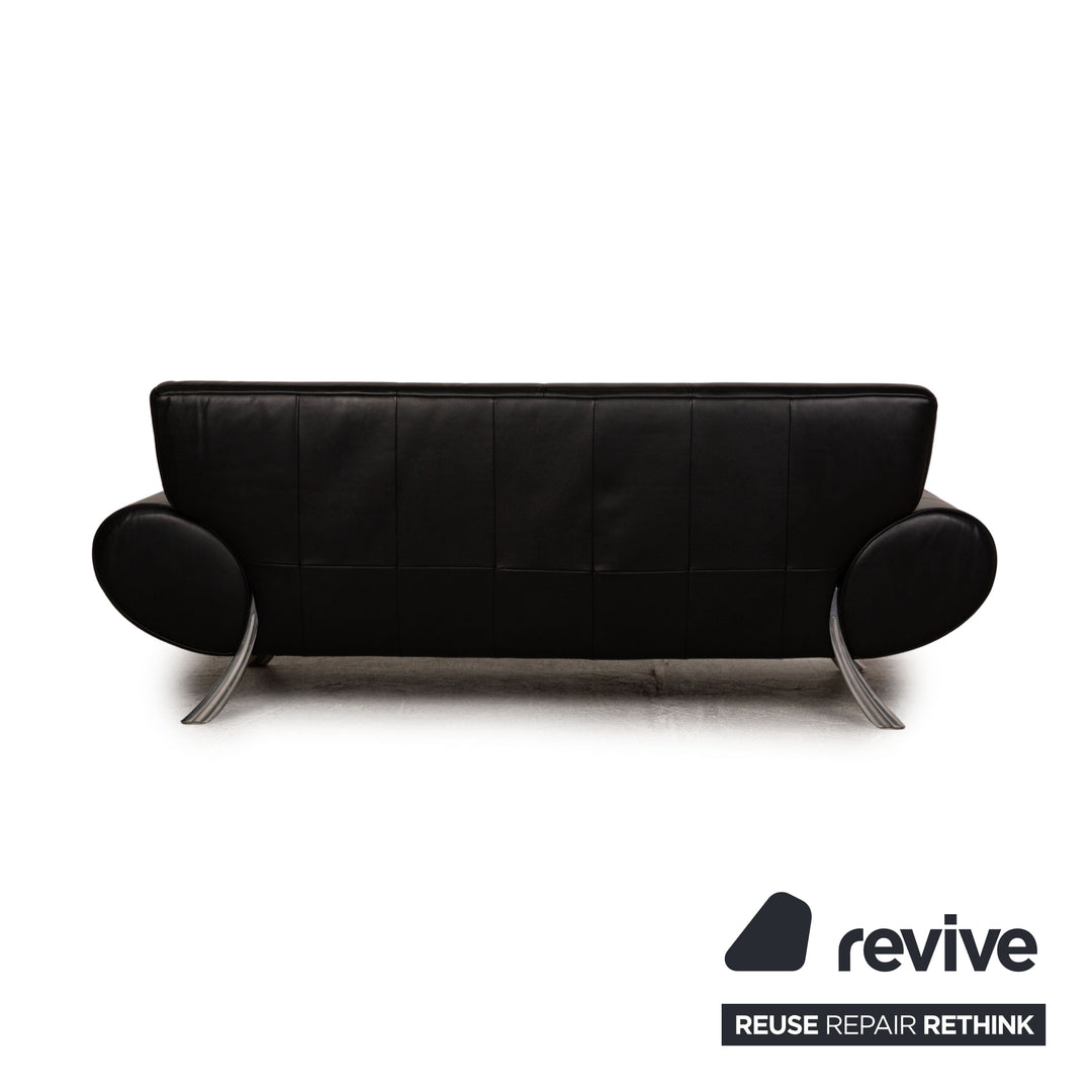 Rolf Benz 545 leather two-seater black sofa couch