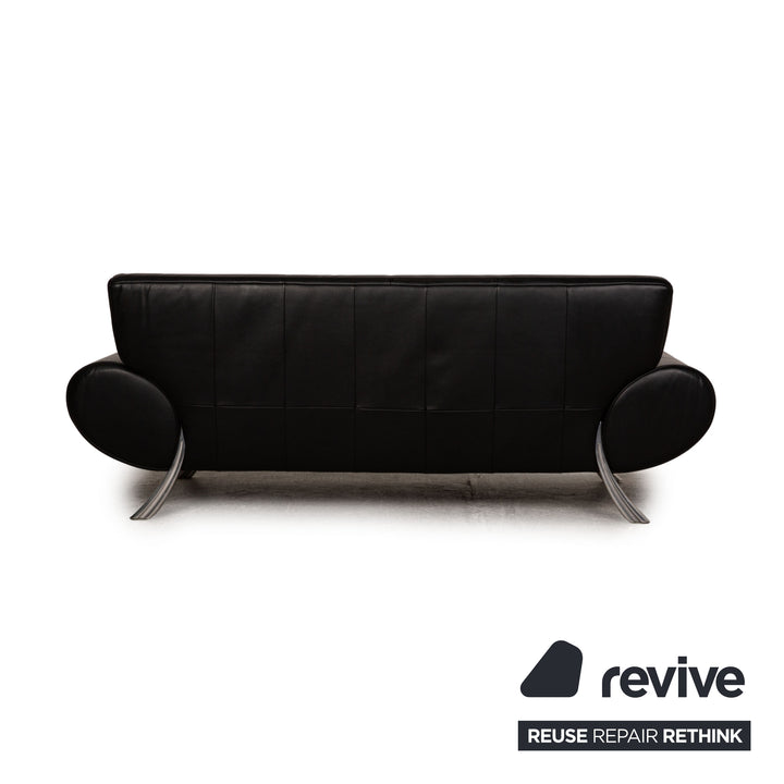Rolf Benz 545 leather two-seater black sofa couch
