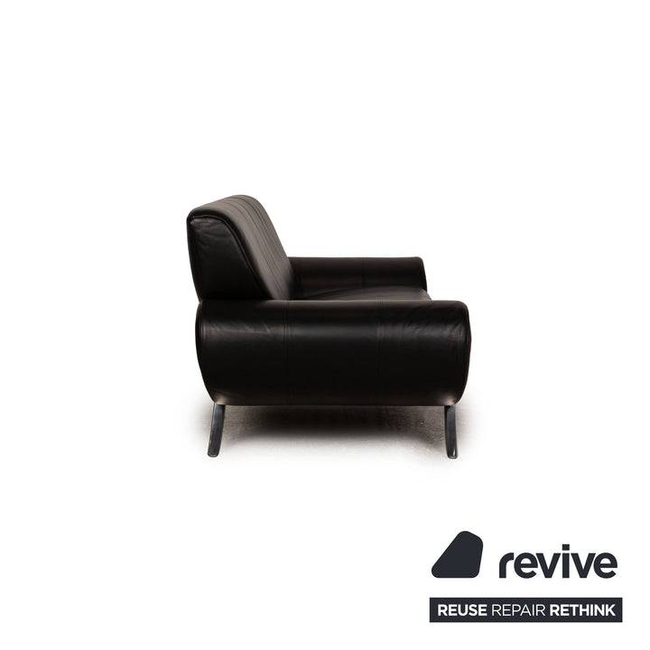 Rolf Benz 545 leather two-seater black sofa couch