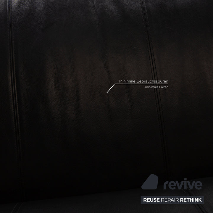 Rolf Benz 545 leather two-seater black sofa couch