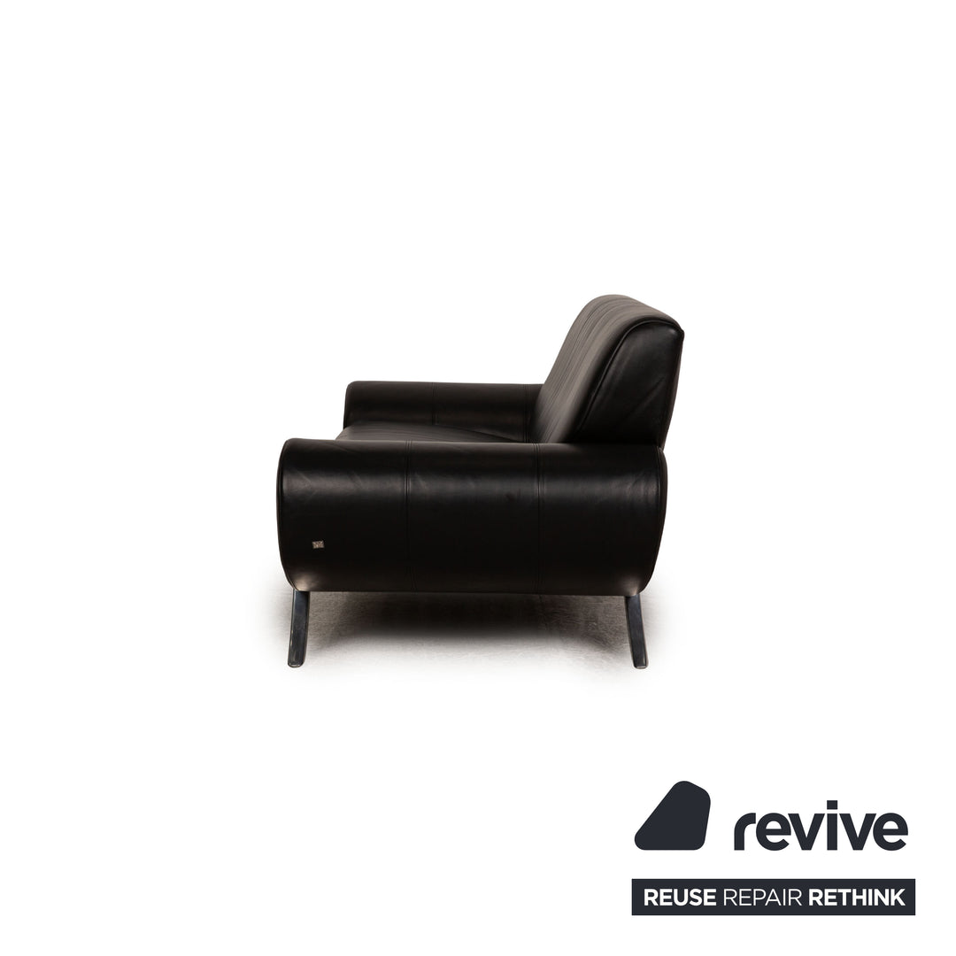 Rolf Benz 545 leather two-seater black sofa couch