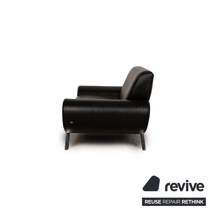 Rolf Benz 545 leather two-seater black sofa couch