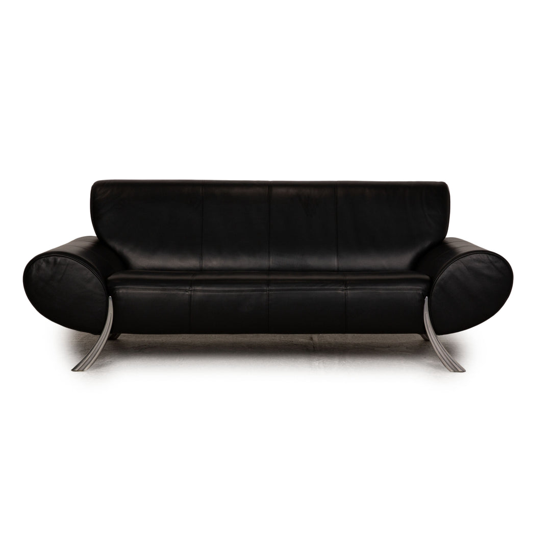 Rolf Benz 545 leather two-seater black sofa couch