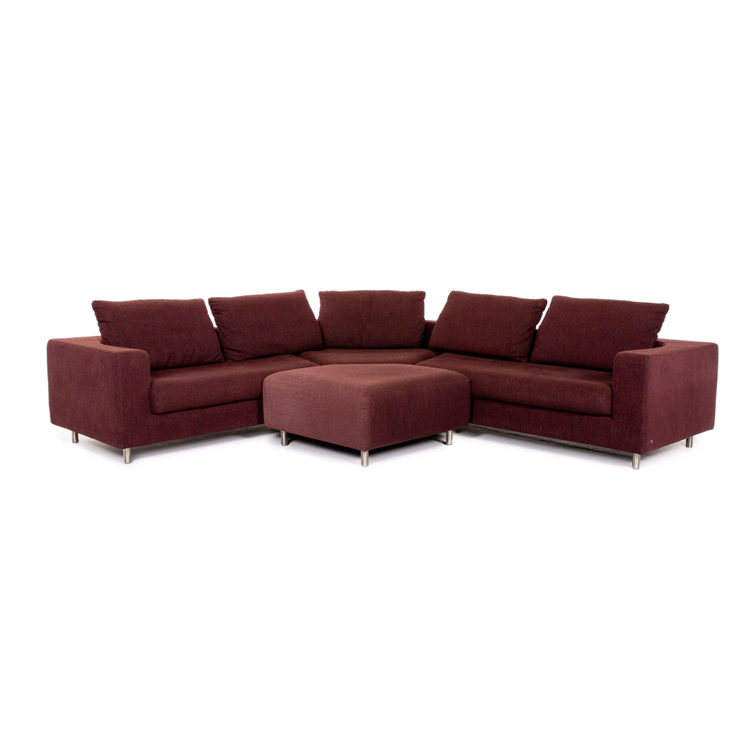 Rolf Benz 546 Stoff Ecksofa inkl. Hocker Dunkelrot Rot Sofa Couch #13634