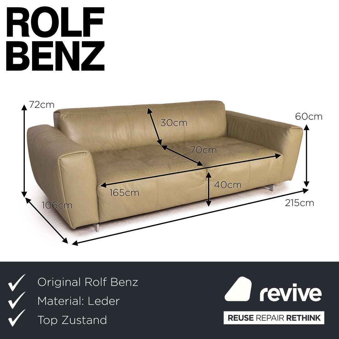 Rolf Benz 550 Teno leather sofa green reed green three-seater couch