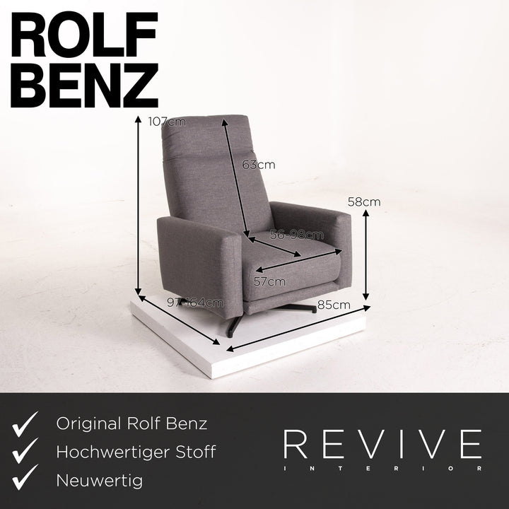 Rolf Benz 572 Fabric Armchair Gray Relaxation Function Relaxation Armchair #14937