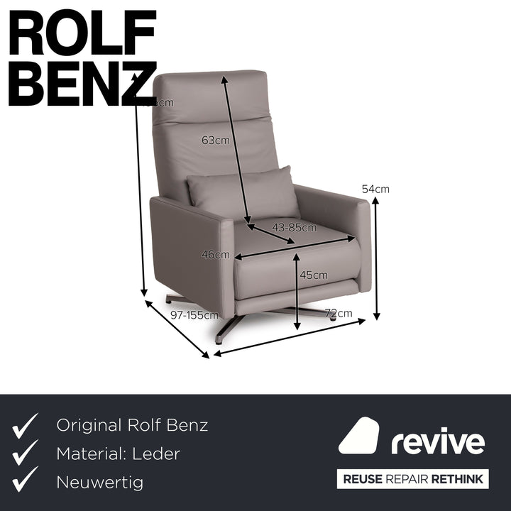 Rolf Benz 574 Leder Sessel Grau Relaxfunktion