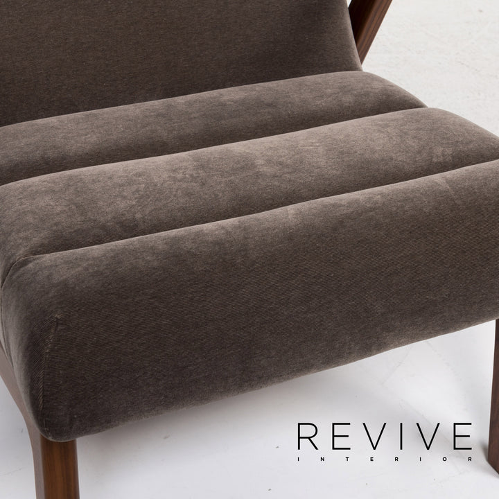 Rolf Benz 580 velvet fabric armchair gray set 2x armchair #13556