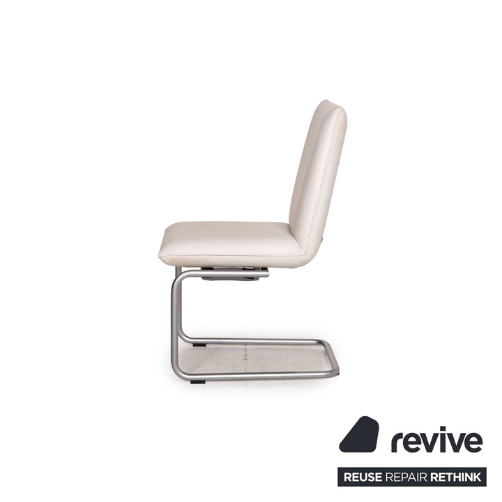 Rolf Benz 620 Leder Stuhl Weiß Freischwinger