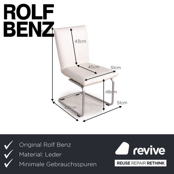 Rolf Benz 620 Leder Stuhl Weiß Freischwinger