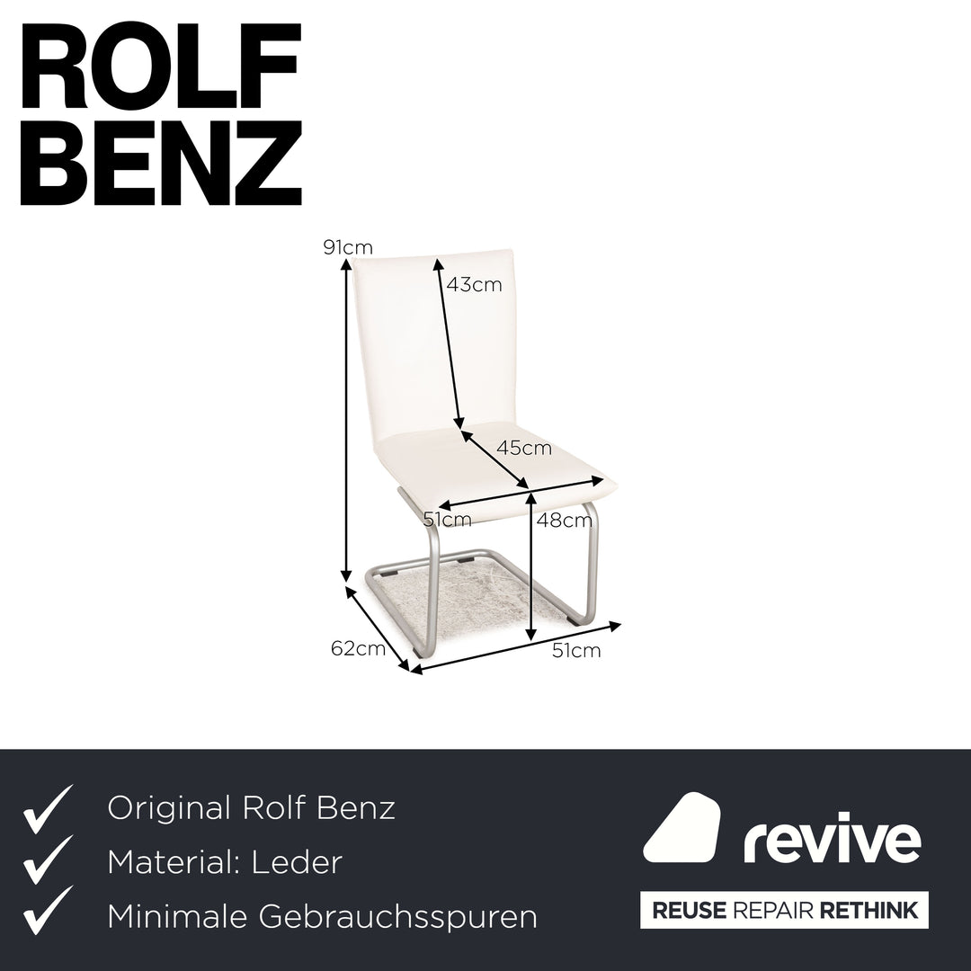 Rolf Benz 620 Leder Stuhl Weiß Freischwinger