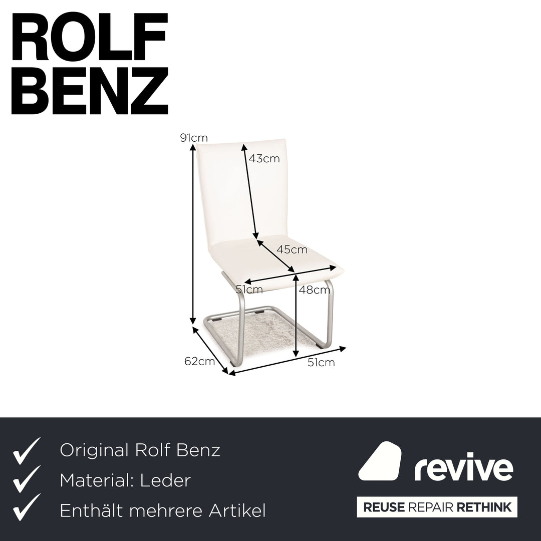 Rolf Benz 620 Leder Stuhl Garnitur Weiß Freischwinger