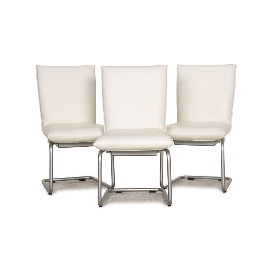 Rolf Benz 620 leather chair set white cantilever
