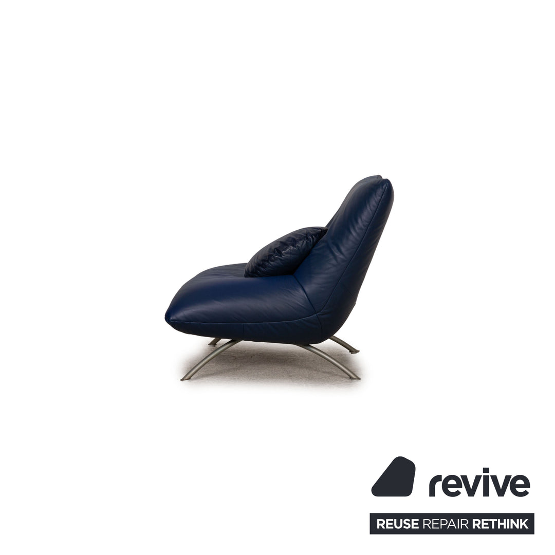 Rolf Benz 625 leather sofa set blue two-seater armchair stool