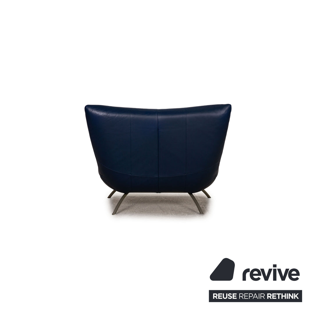 Rolf Benz 625 leather sofa set blue two-seater armchair stool