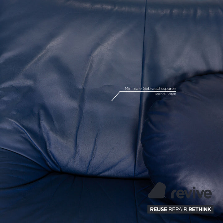 Rolf Benz 625 leather sofa set blue two-seater armchair stool