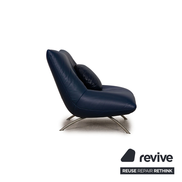 Rolf Benz 625 leather sofa set blue two-seater armchair stool