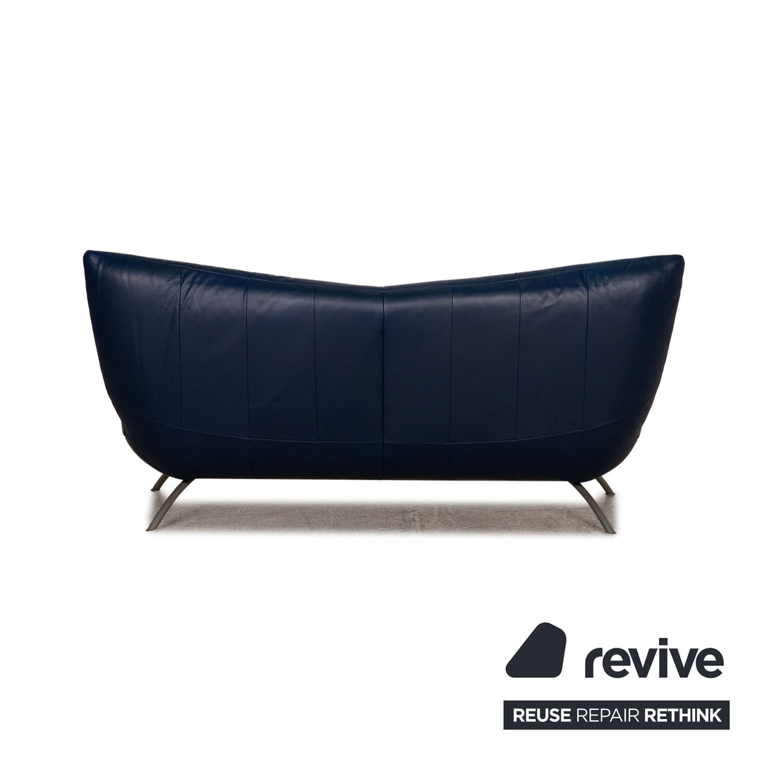 Rolf Benz 625 leather sofa set blue two-seater armchair stool