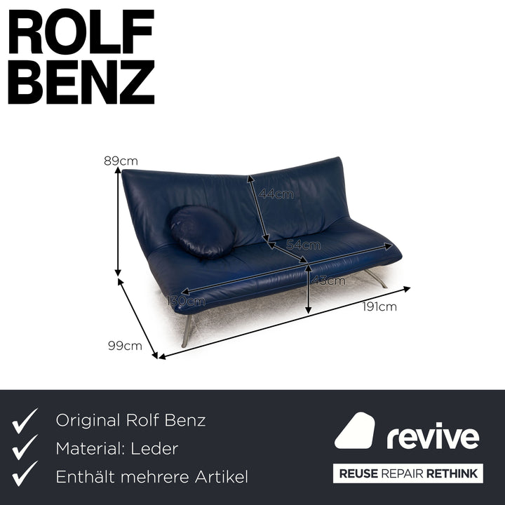 Rolf Benz 625 leather sofa set blue two-seater armchair stool