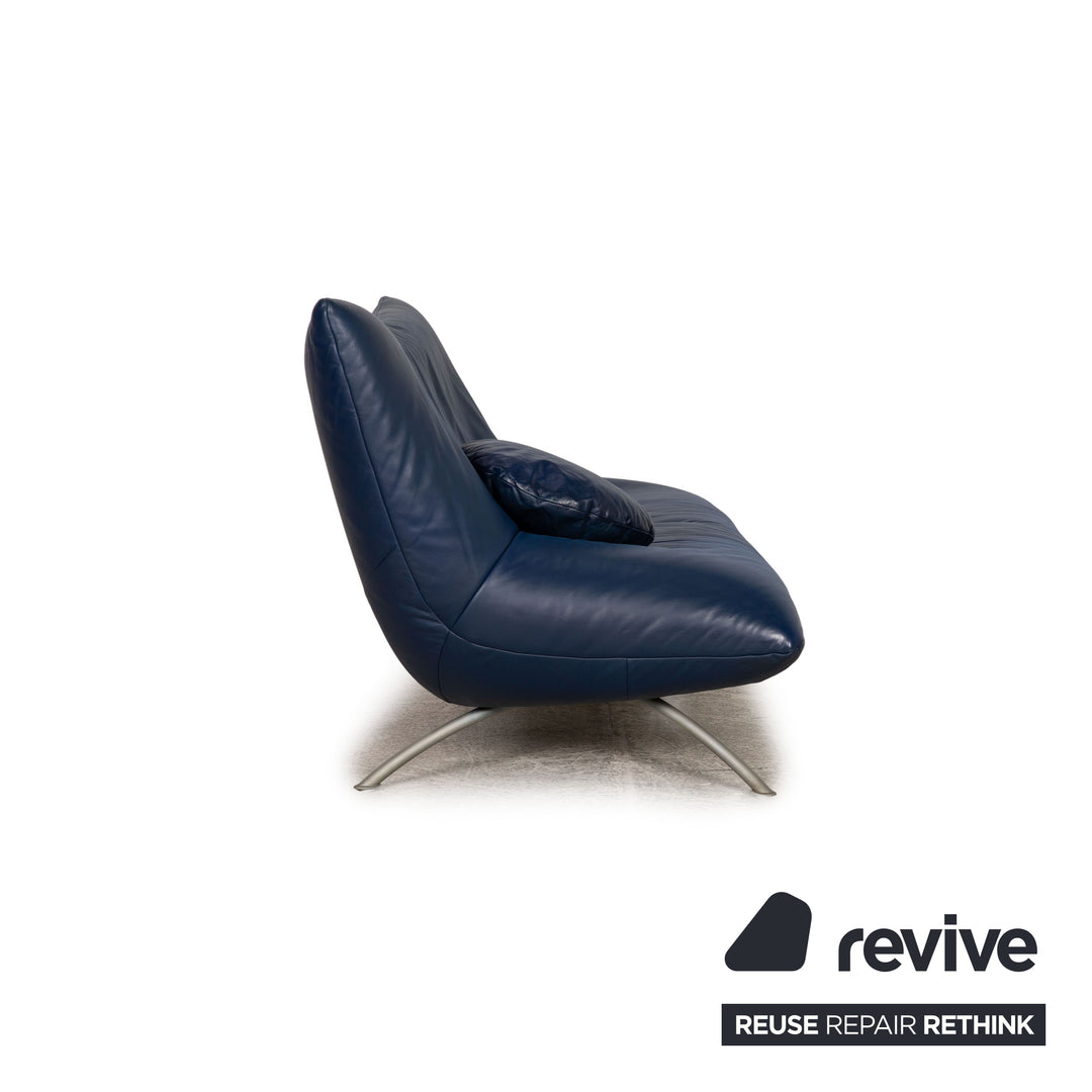 Rolf Benz 625 leather sofa set blue two-seater armchair stool