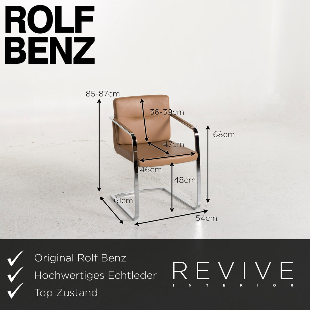 Rolf Benz 625 Leder Stuhl Beige Freischwinger #13001