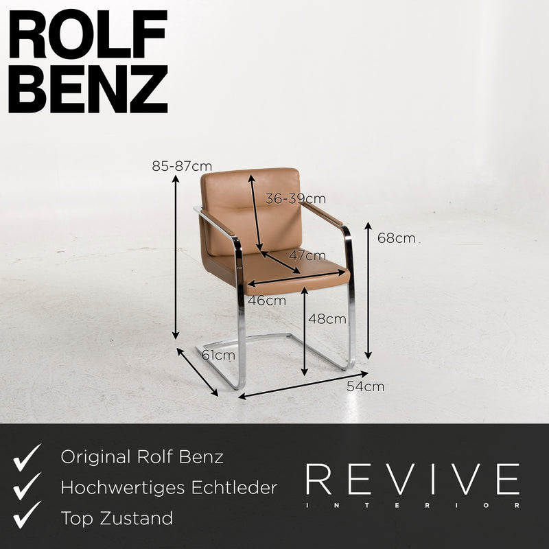 Rolf Benz 625 Leder Stuhl Garnitur Beige 6x Freischwinger 