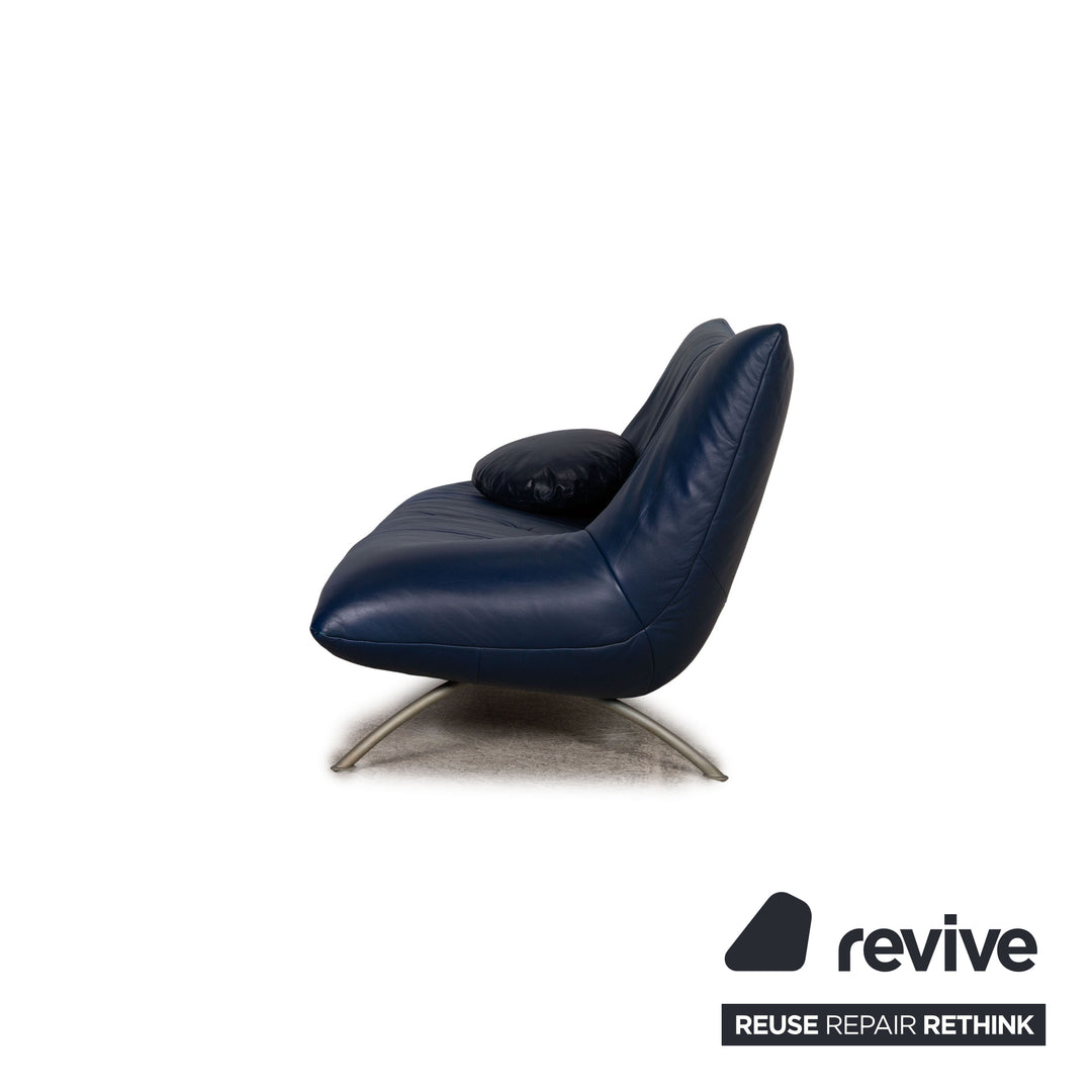 Rolf Benz 625 leather two-seater blue sofa couch