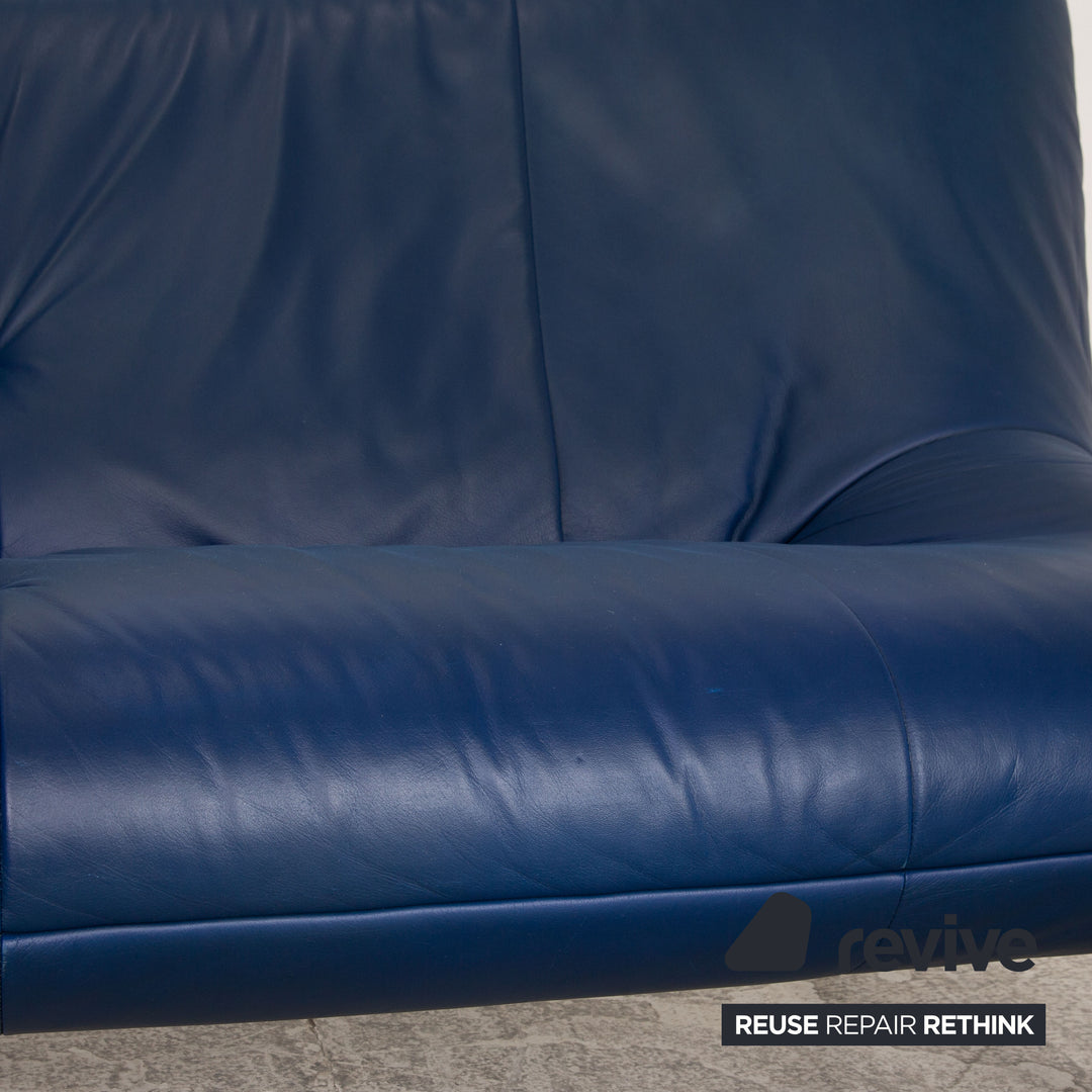 Rolf Benz 625 leather two-seater blue sofa couch
