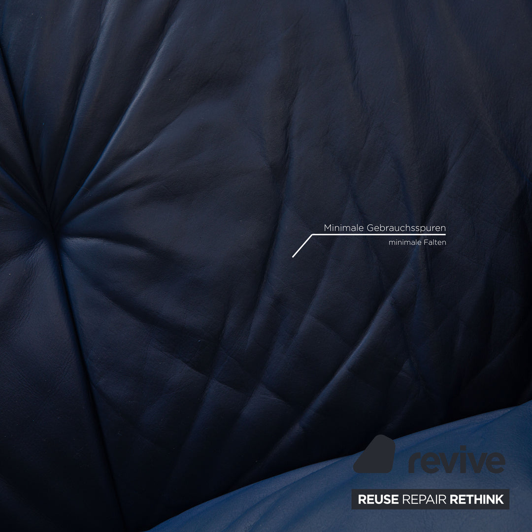 Rolf Benz 625 leather two-seater blue sofa couch