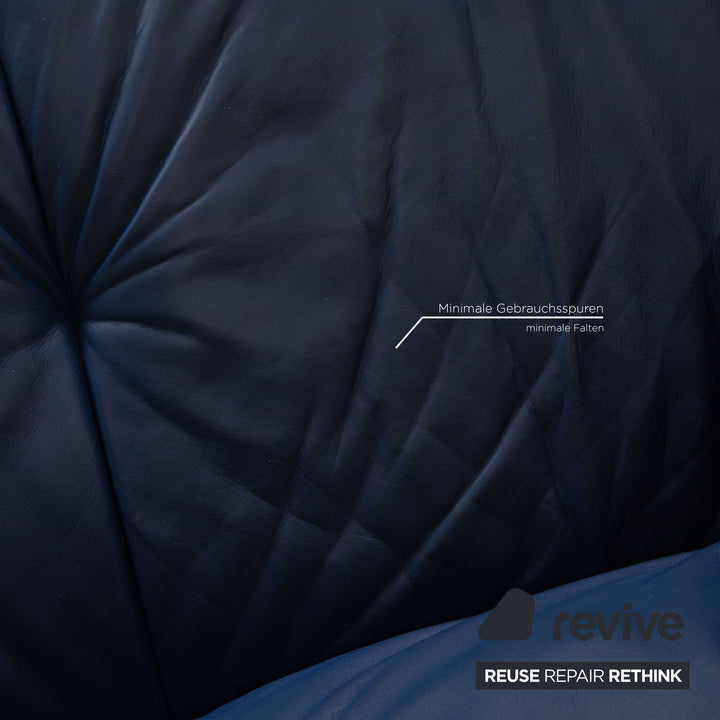 Rolf Benz 625 leather two-seater blue sofa couch