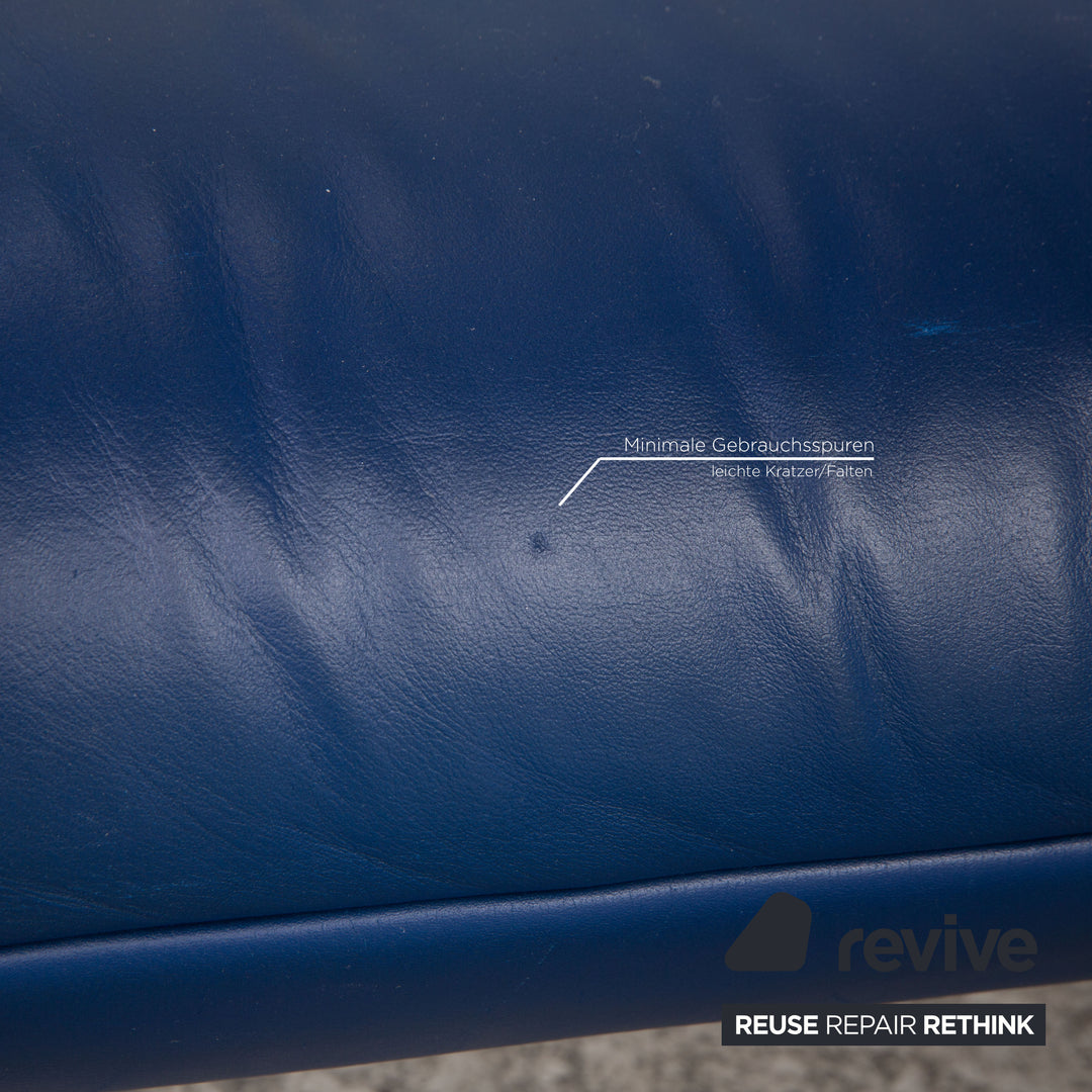Rolf Benz 625 leather two-seater blue sofa couch