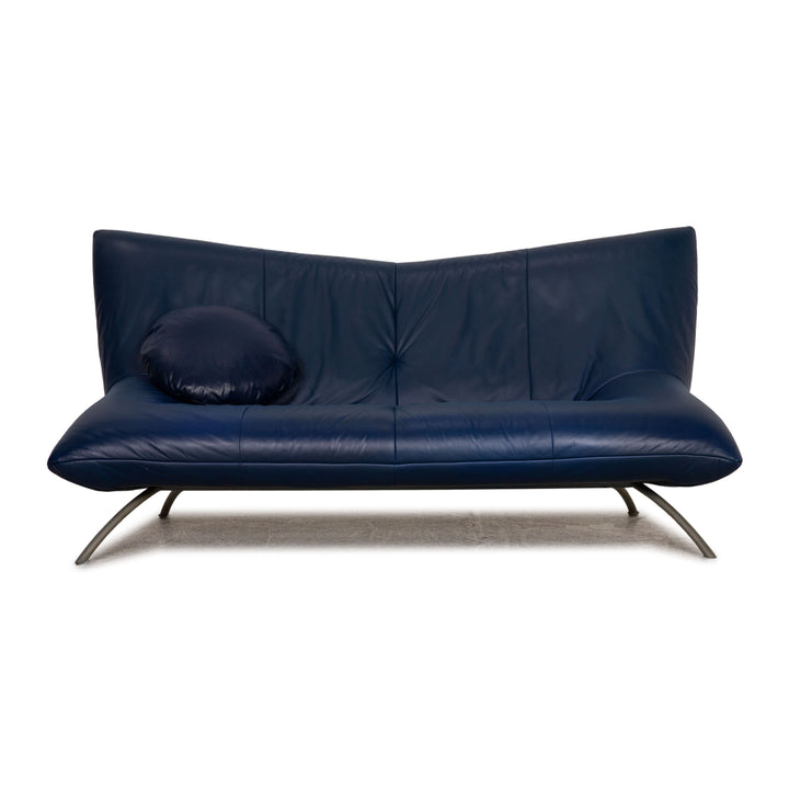 Rolf Benz 625 leather two-seater blue sofa couch