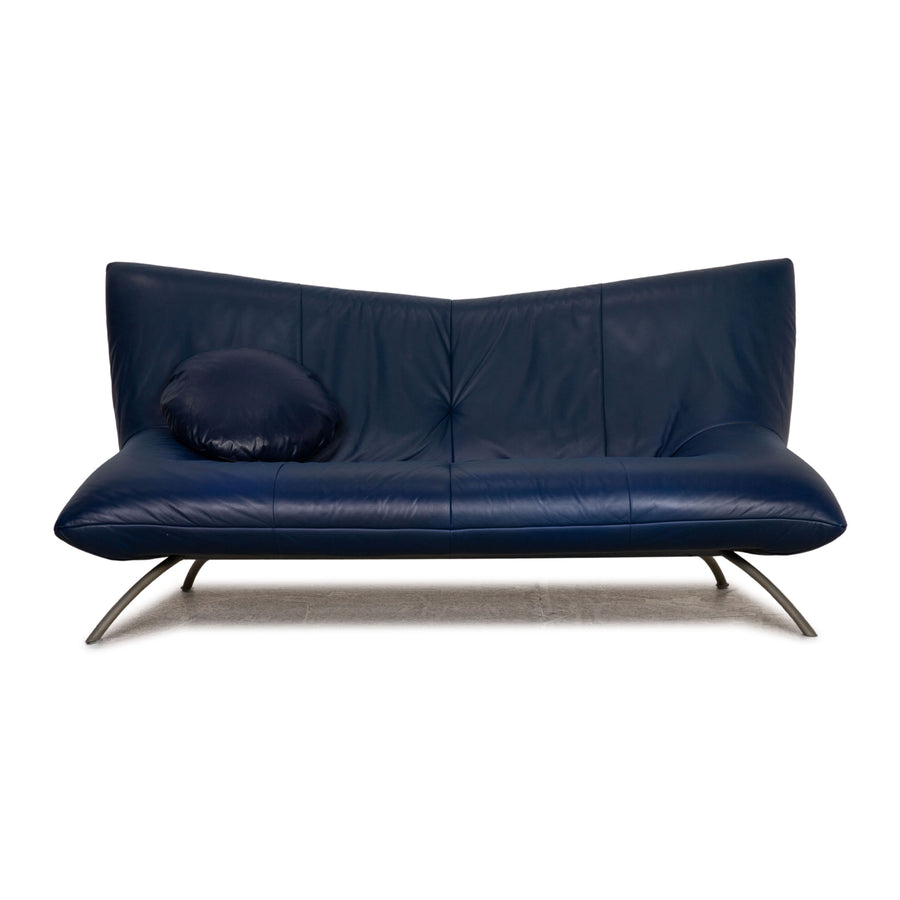 Rolf Benz 625 leather two-seater blue sofa couch