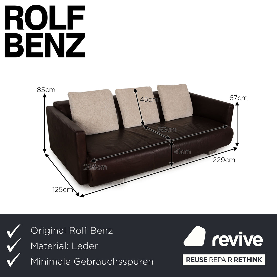 Rolf Benz 6300 leather three-seater brown dark brown sofa couch
