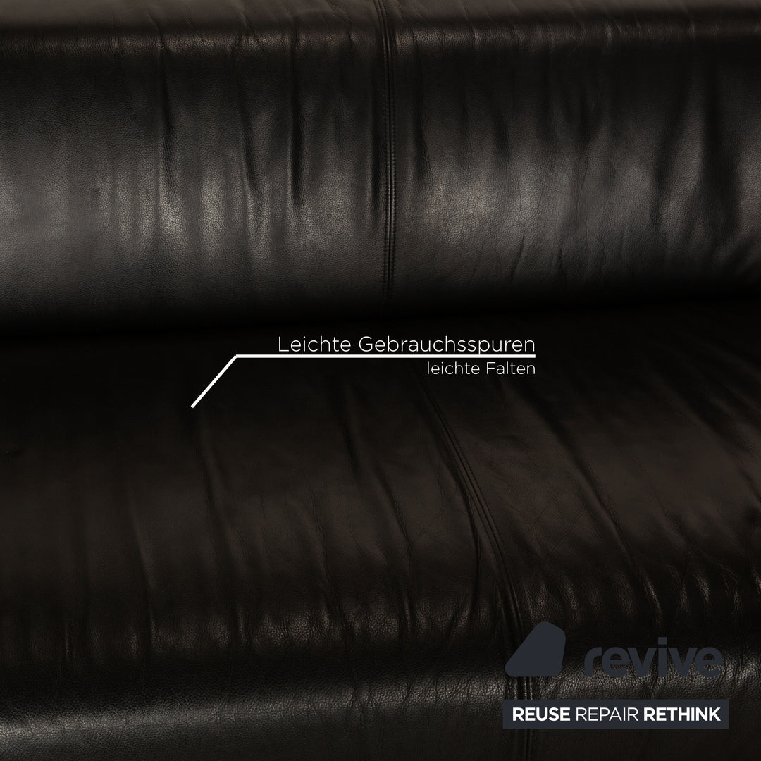 Rolf Benz 6300 Leder Dreisitzer Schwarz Sofa Couch