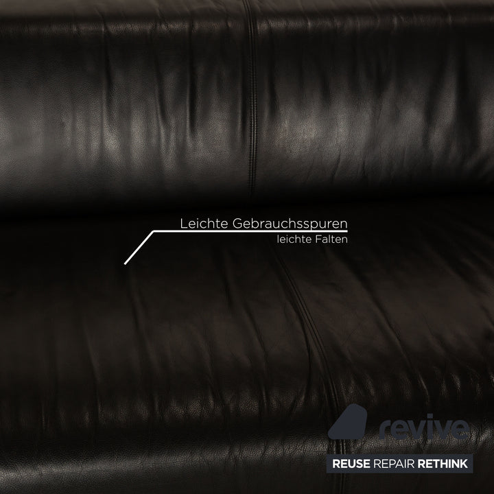 Rolf Benz 6300 Leder Dreisitzer Schwarz Sofa Couch