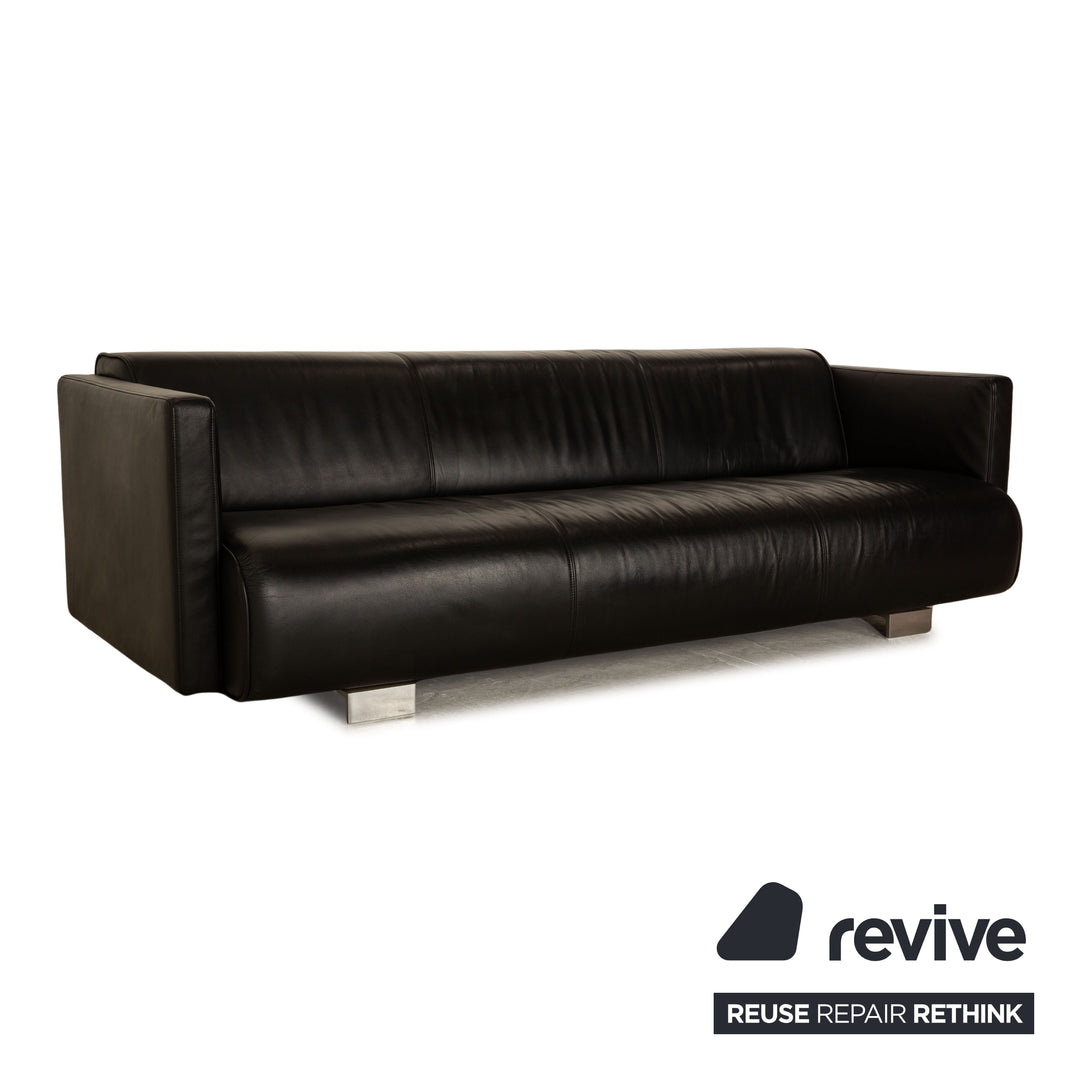 Rolf Benz 6300 Leder Dreisitzer Schwarz Sofa Couch