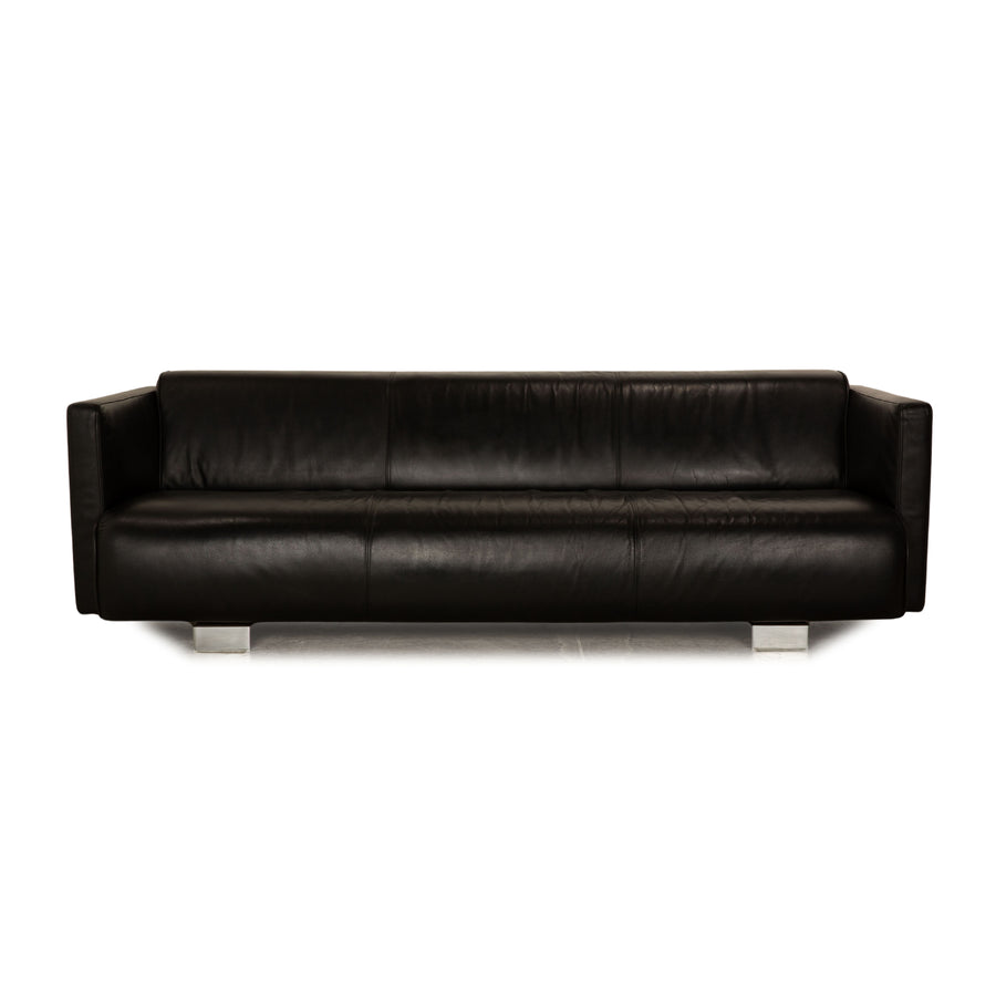 Rolf Benz 6300 Leather Three Seater Black Sofa Couch