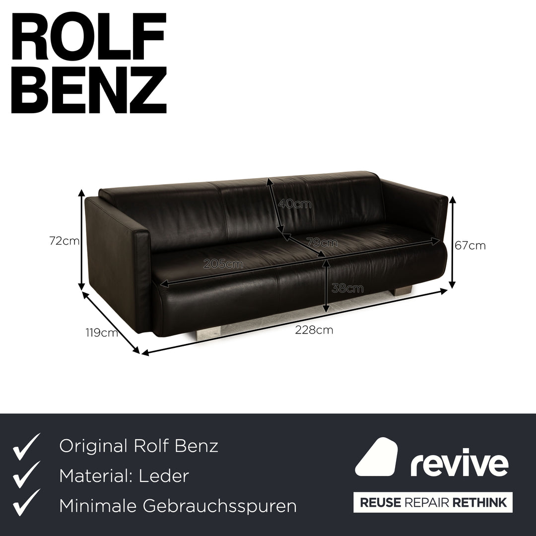 Rolf Benz 6300 Leder Dreisitzer Schwarz Sofa Couch