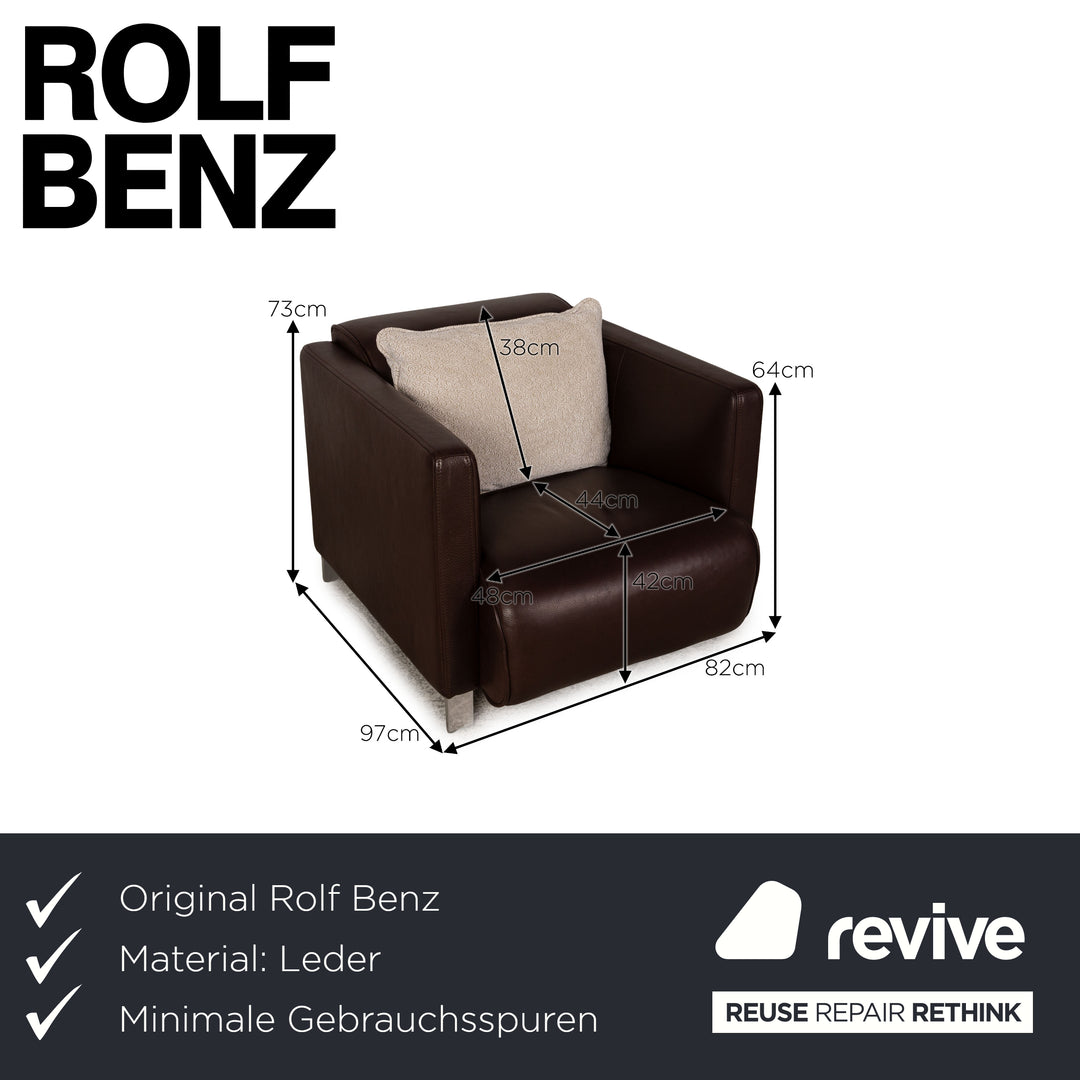 Rolf Benz 6300 Leather Armchair Brown Dark brown